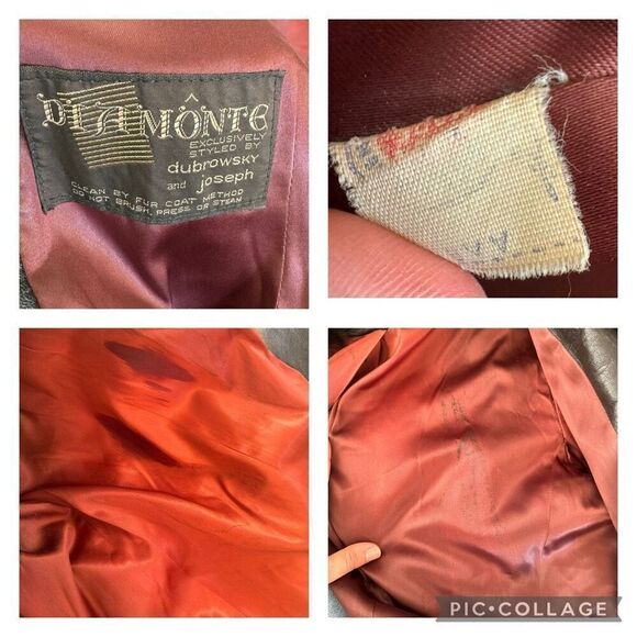 Vintage 70s Diamonte Faux Fur Coat Black Brown Mob Wife Size Medium Classic - Picture 8 of 10